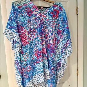Lilly Pulitzer Blue and Pink Floral Tunic